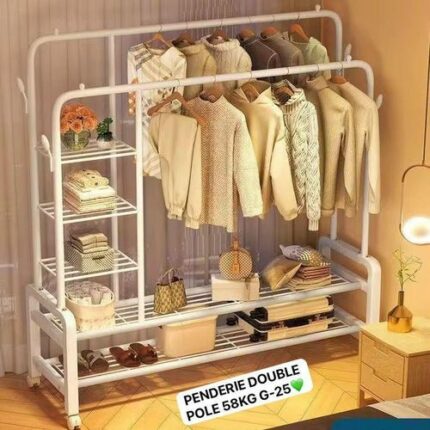 Portant Penderie blanc - Rangement pour Vêtements