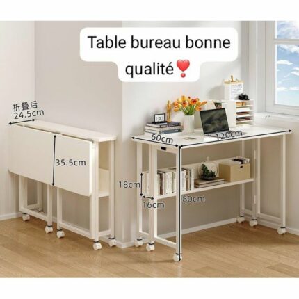 Table de bureau solide 120 cm X largeur 60 CM x hauteur 75 cm